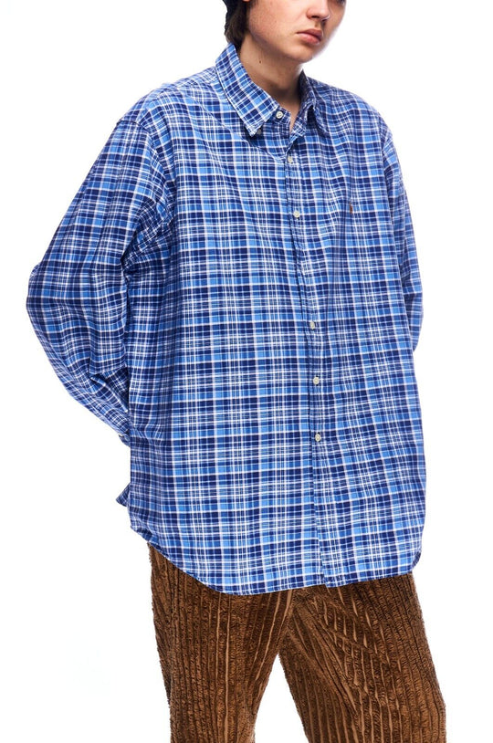 RALPH LAUREN Shirt Blue Check Cotton Men's Button Down Size XXL