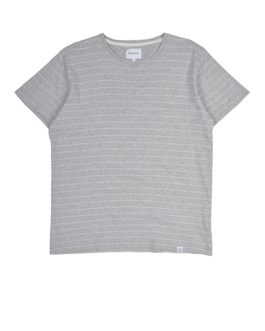 NORSE PPROJECTS T-Shirt Grey Striped Cotton Mens Short Sleeve Size L