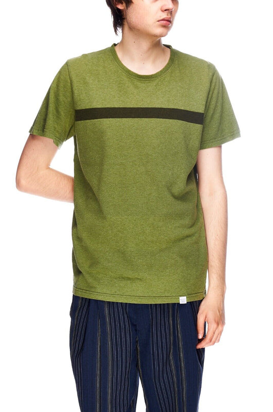 NORSE PROJECTS Niels Olive Green Cotton Short Sleeve Stripe Mens T-Shirt Size M