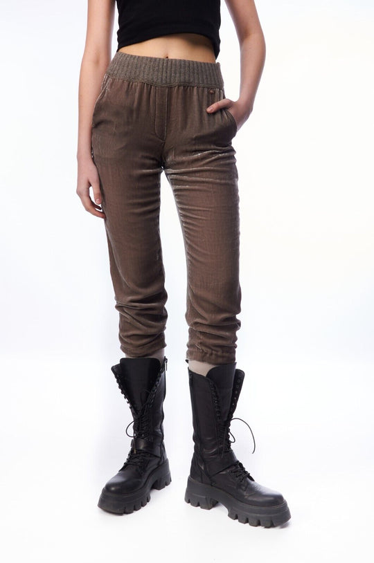 ESCADA SPORT Pants Brown Velvet Viscose Silk Women's Size 34