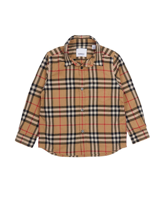 BURBERRY Shirt Beige Nova Check Cotton Kids Size 4 Years