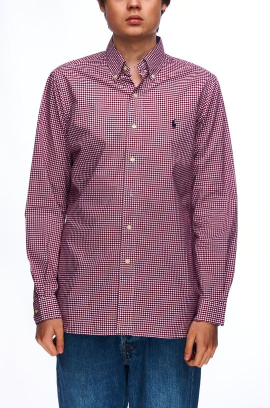 RALPH LAUREN Shirt Red Check Cotton Men's Button Down Size S