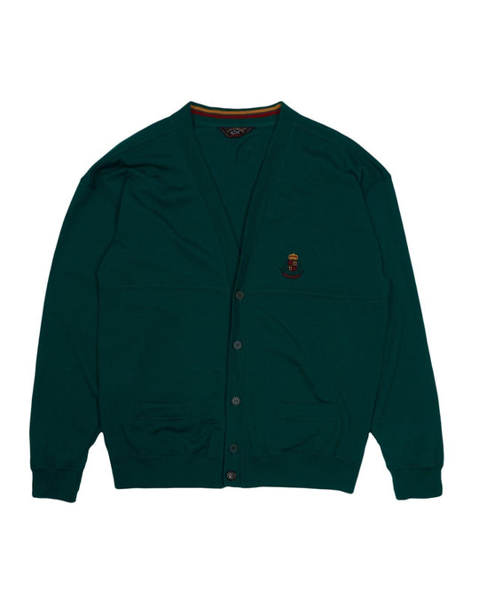 Vintage PAUL & SHARK Cardigan Green Wool Mens Jumper Size 2XL