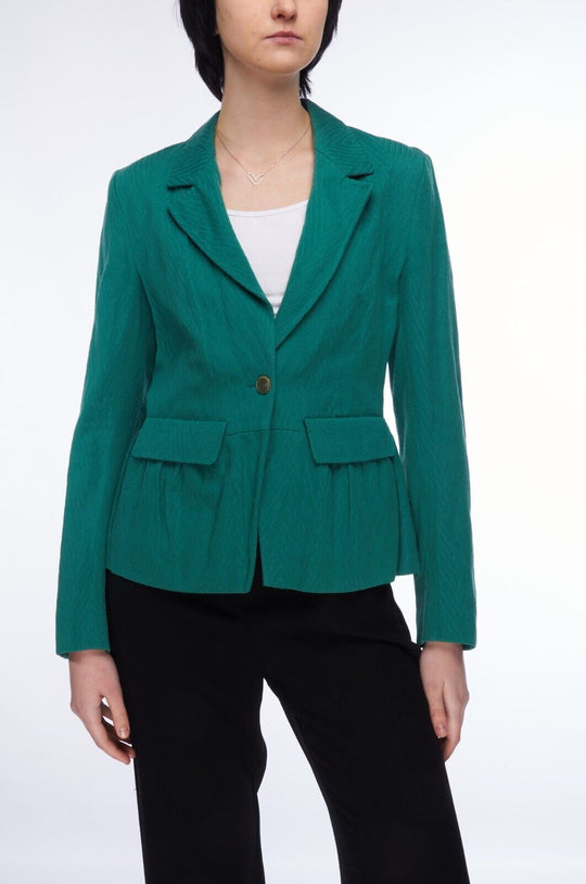 DRIES VAN NOTEN Blazer Green Wool Cotton Women's One Button Jacket Size 38