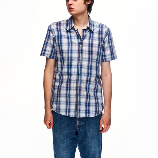 LEVIS Shirt Blue Check Cotton Mens Button Down Size M