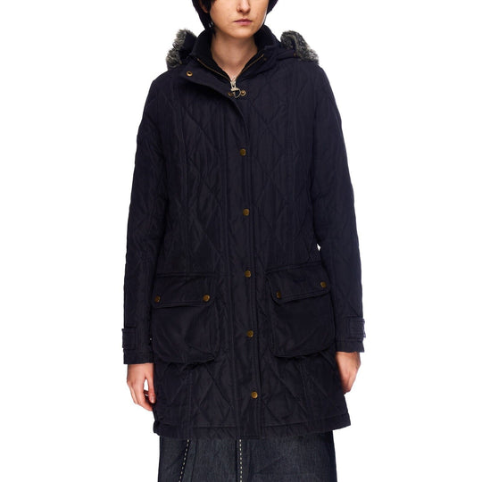 BARBOUR Pennine Quilt Jacket Navy Blue  FibreDown Artic Parka Size 12 US 16 UK