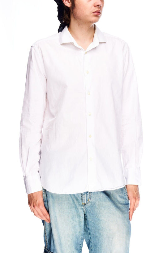 MASSIMO DUTTI Shirt White Cotton Mens Long Sleeve Slim Size 42