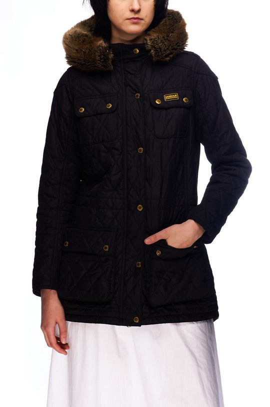 BARBOUR International Enduro Quilt Jacket Black Women's Size 12 UK / 8 US / 38