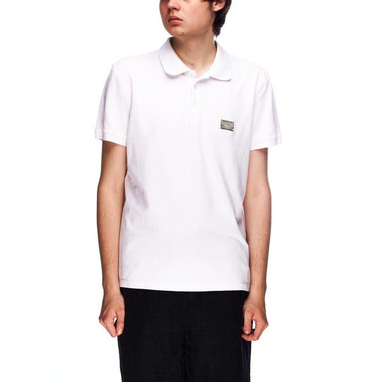DOLCE & GABBANA White Pique Cotton Mens SS Polo Shirt Size 56 IT