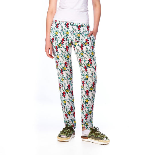 ARMANI JEANS White Viscose Floral Womens Trousers Size 40 IT