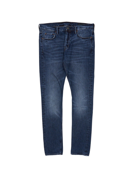 ALLSAINTS Raw Jeans Navy Denim Cotton Mens Button Fly Pants Size 32