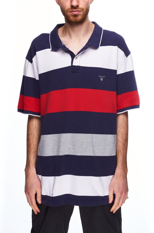 GANT Polo Shirt Multicolor Stripes Cotton Men's Short Sleeve T-Shirt Size 4XL