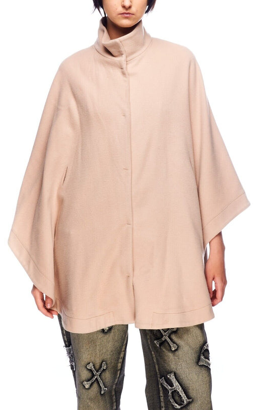 FLAVIO CASTELLANI Poncho Jacket Beige Wool Cashmere Women's Cape Size 42