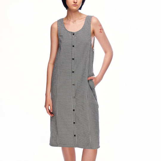 OBEY Sleeveless Tank Dress HoundsTooths Cotton Womens Size S