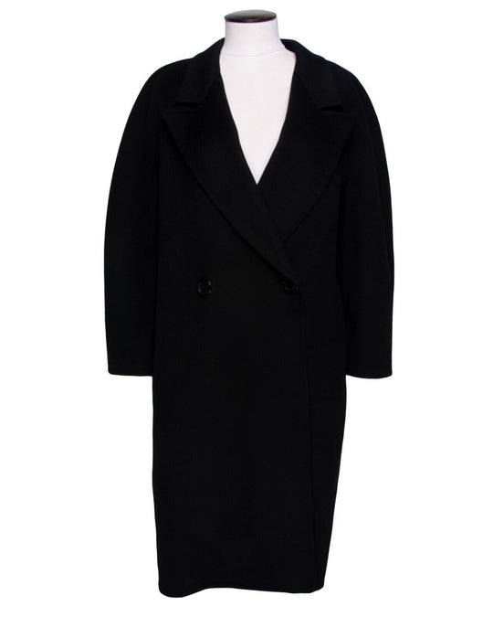 Vintage AKRIS Coat Black Pure Cashmere Womens Trench Size 44 IT