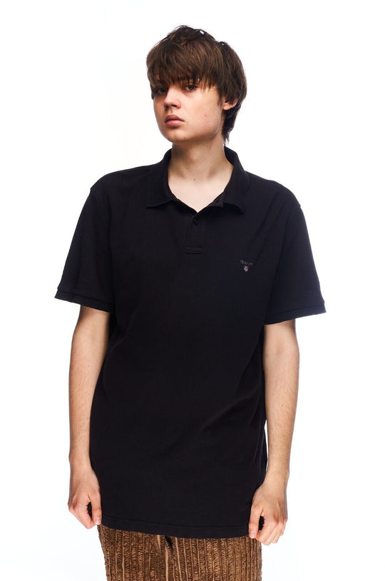 GANT Polo Shirt Black Pique Cotton Men's Short Sleeve Size XL