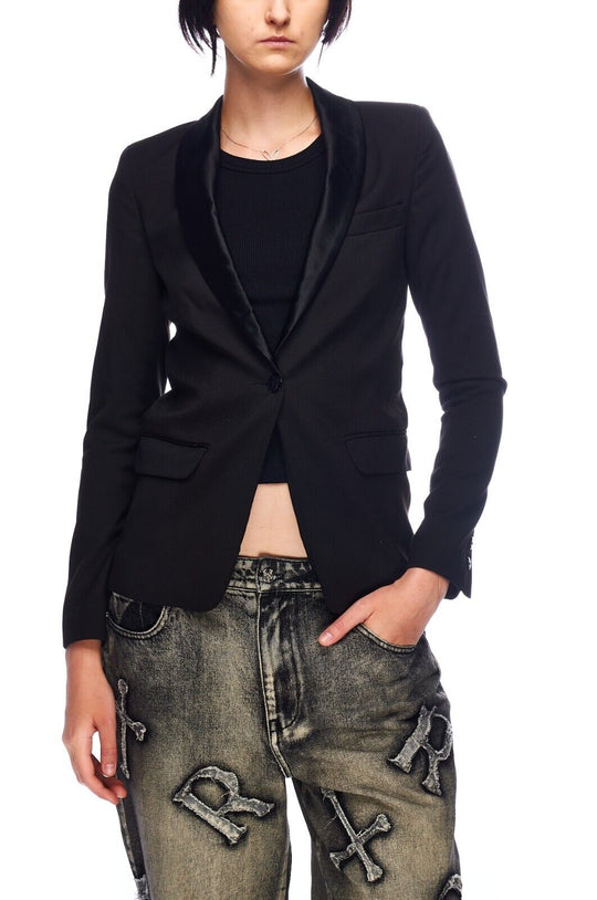 YSL YVES SAINT LAURENT Beaute Uniforms Jacket Blazer Black Women's Size 32 IT