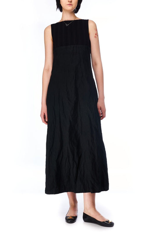SARAH PACINI Maxi Dress Black Cotton Metal Women's Sleeveless Size 1