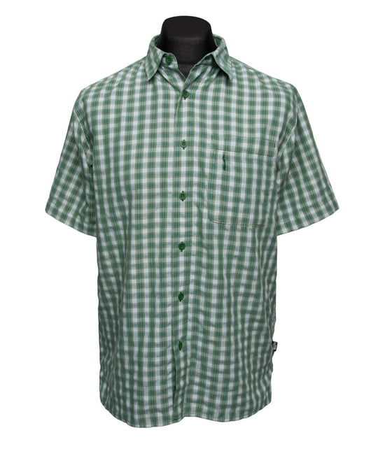 THE NORTH FACE Shirt Green Check Cotton Mens Short Sleeve Size M