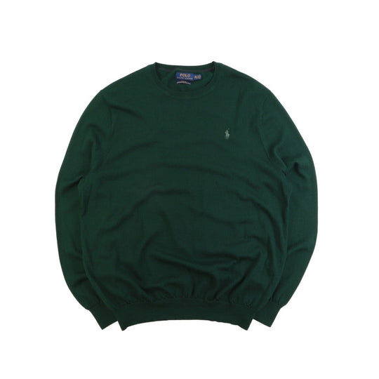 POLO RALPH LAUREN Crew Neck Sweater Green Wool Men's Jumper Size XXL