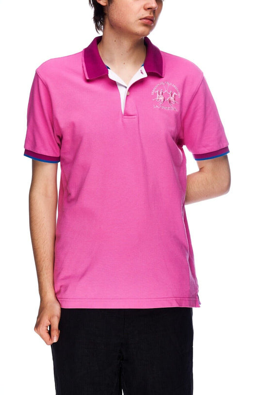 LA MARTINA Polo Shirt Pink Pique Cotton Men's Size M