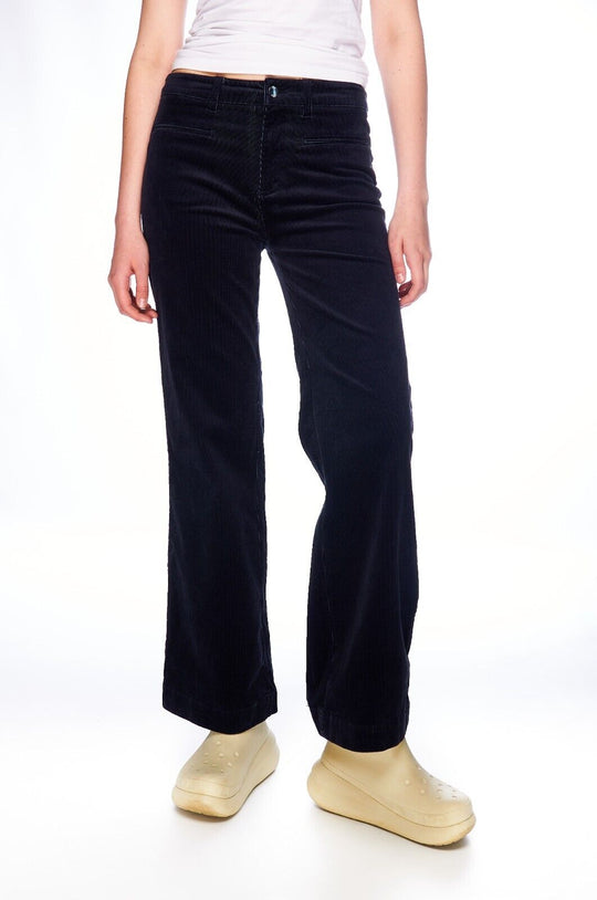 GANT Flared Pants Navy Corduroy Cotton Women's Trousers Size 6 US / 10 UK