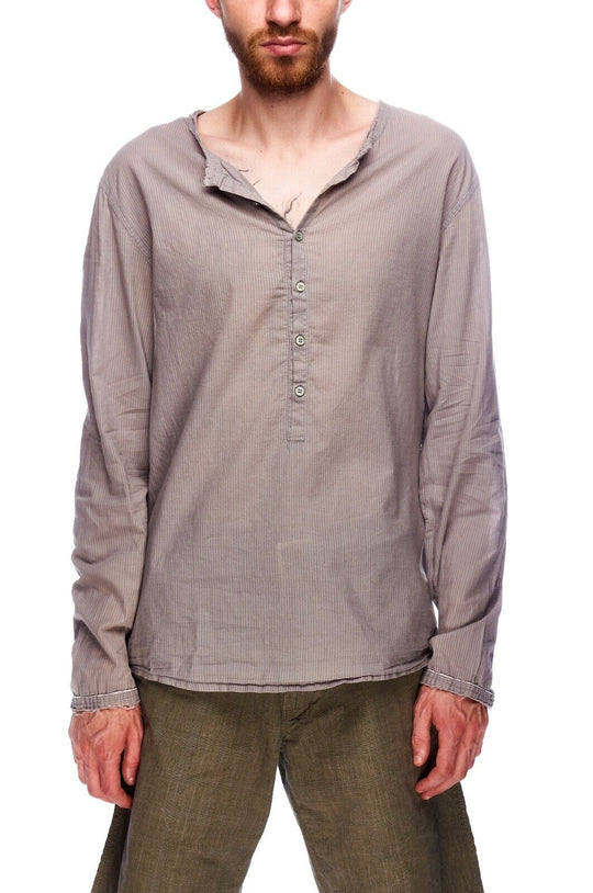 ZADIG & VOLTAIRE Totem Shirt Gray Cotton Men's Band Collar Size L