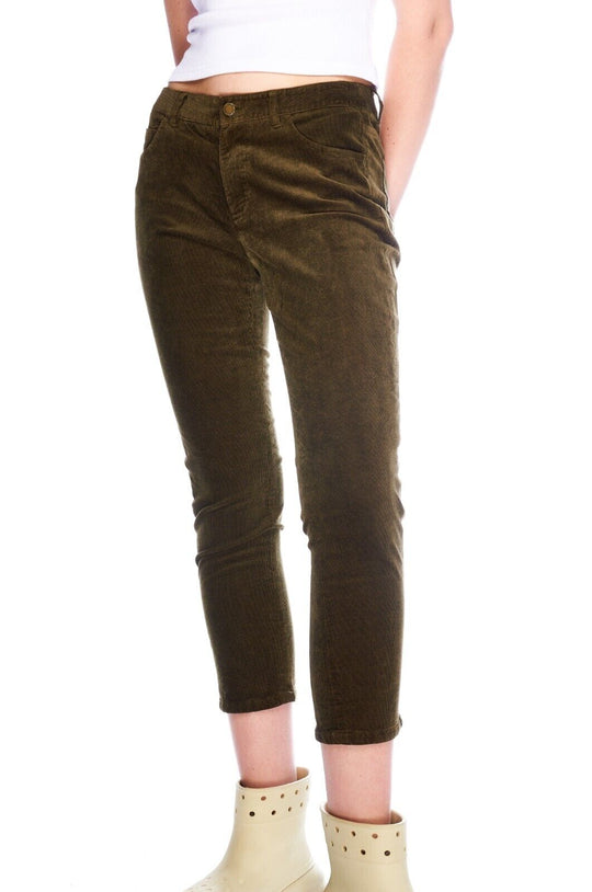 RALPH LAUREN Pants Brown Corduroy Cotton Women's Skinny Trousers Size 8