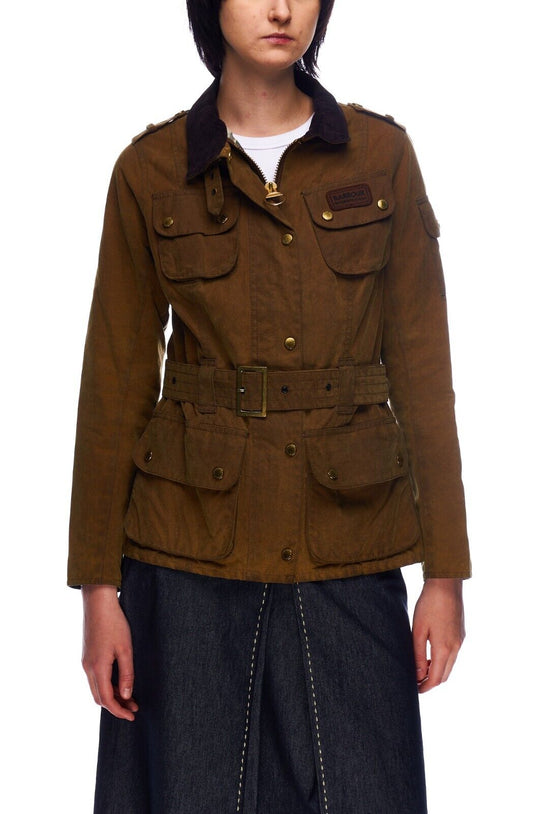 BARBOUR Smu International Wax Belted Jacket  Brown Women's Size 10 UK/ 6 US / 36