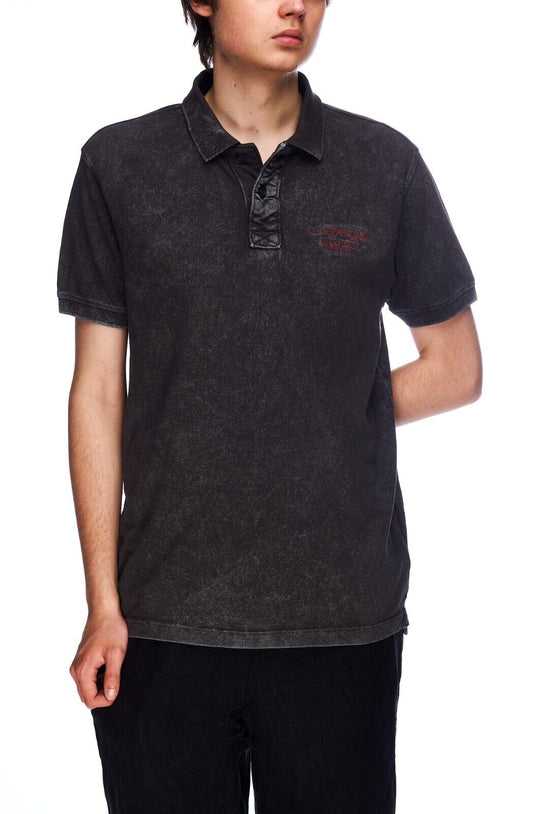 ED HARDY Polo Shirt Gray Cotton Men's Short Sleeve Tee Size L