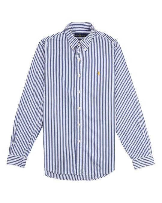POLO RALPH LAUREN Shirt Blue White Striped Men's Cotton Size L