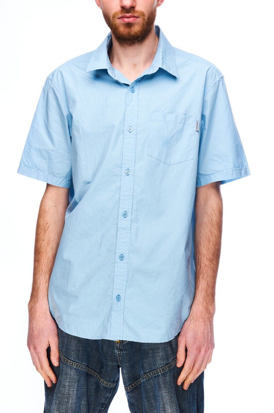 CARHARTT Shirt Blue Cotton Men's Button Up Short Sleeve Size M