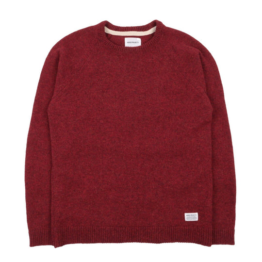 NORSE PROJECTS Birnir Shetland Sweater Red Wool Men's Knit Pullover Size S