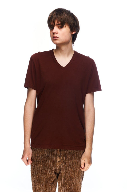 JAMES PERSE Bordo Red Cotton Print Logo Mens V Neck T-Shirt Size 1 / S