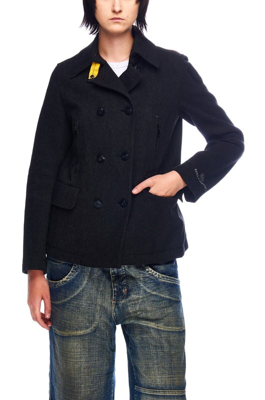 PARAJUMPERS Maritime Jacket Black Women's Double Breasted Coat Size S