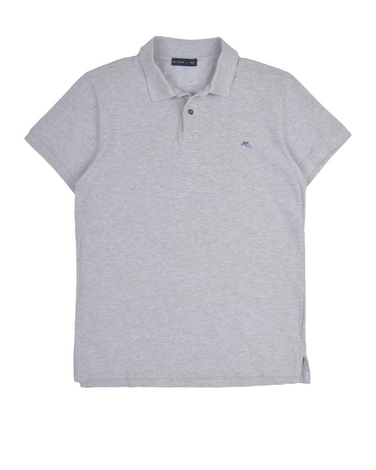 ETRO Polo Shirt Grey Pique Cotton Mens Short Sleeve Size L