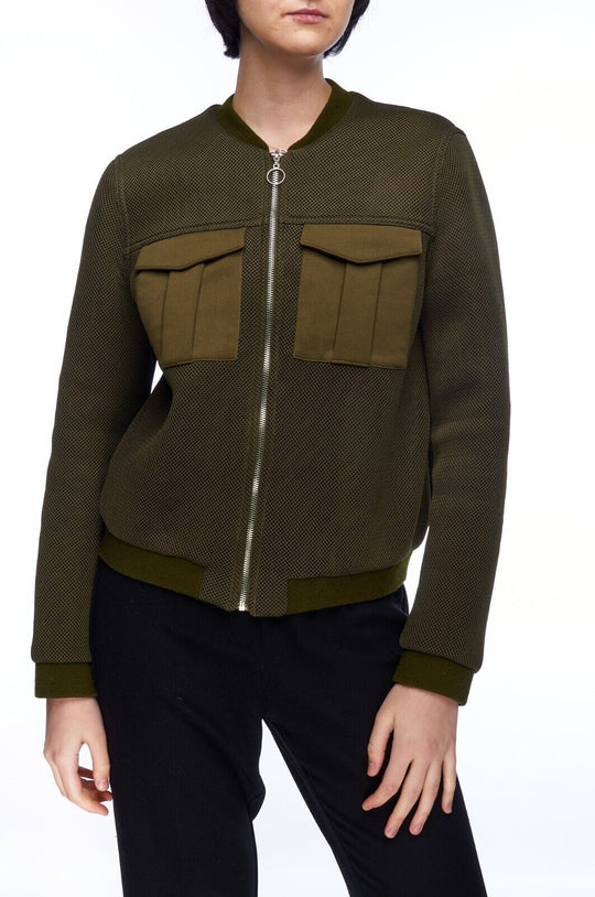TOPSHOP Bomber Jacket Olive Women's Size 40 EUR / 8 US / 12 UK