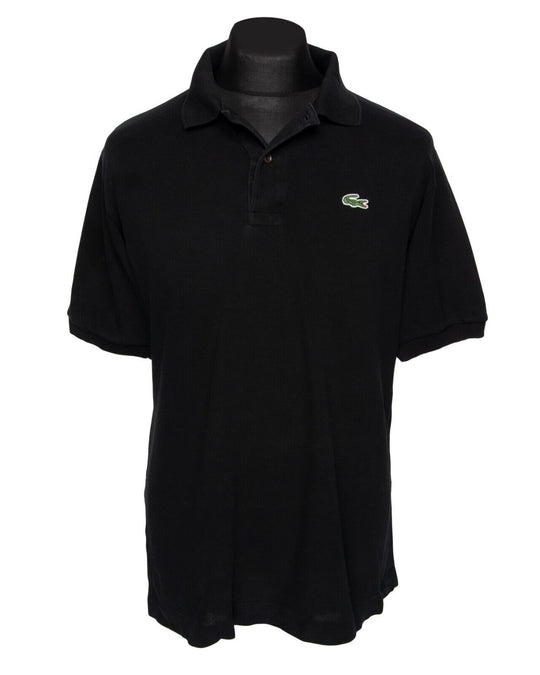 LACOSTE Polo Shirt Black Pique Cotton Men's Short Sleeve Size 4 / M