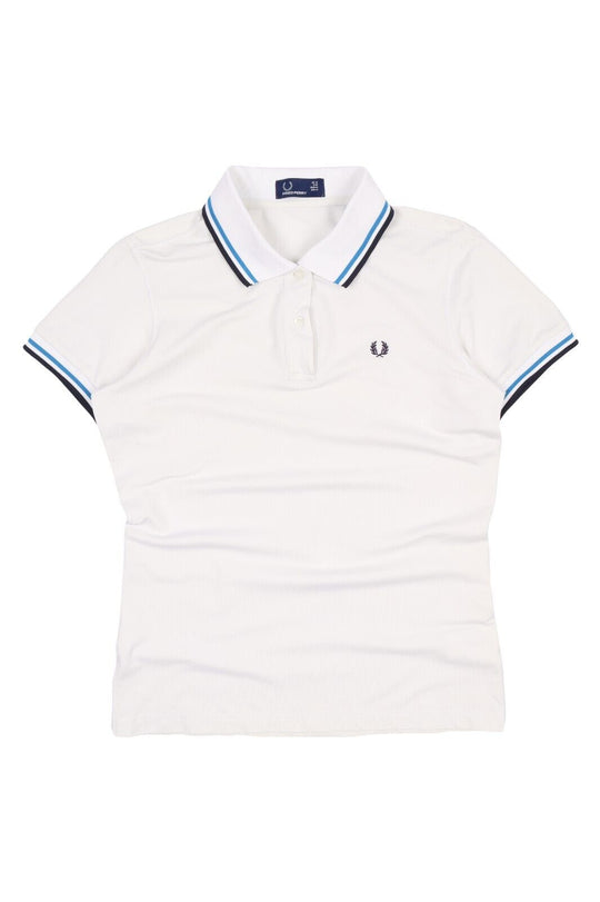 FRED PERRY Polo Shirt White Cotton Women's Short Sleeve Size 16 UK / 12 US / 44