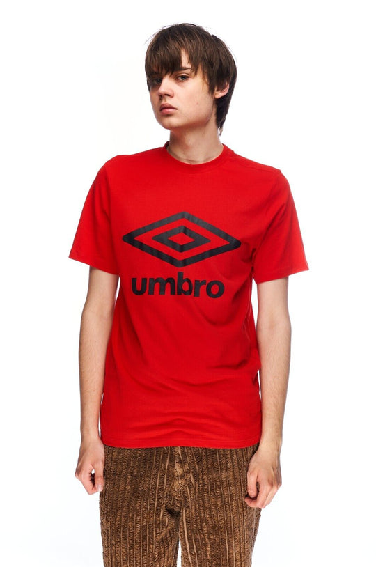 UMBRO T-Shirt Red Cotton Men's Big Logo Tee Top Size M