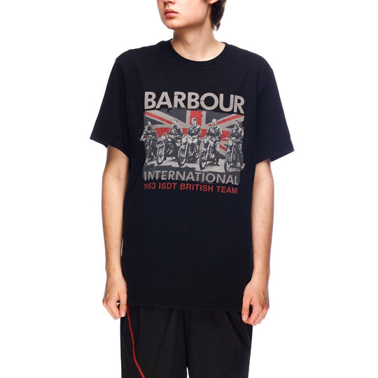 BARBOUR International Tee Shirt Black Cotton Mens T-Shirt Size XL