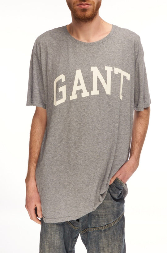 GANT T-Shirt Gray Cotton Men's Short Sleeve Tee Big Logo Size XXL