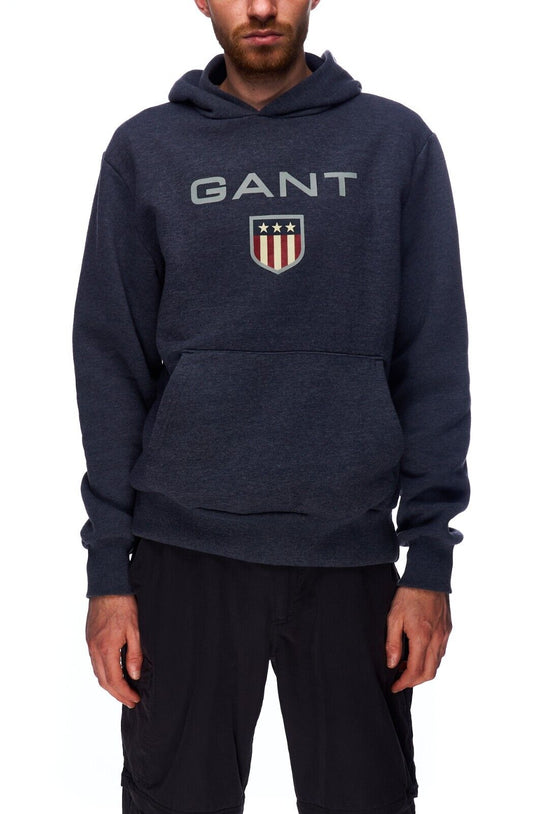 GANT Hoodie Gray Cotton Men's Big Logo Jumper Size L