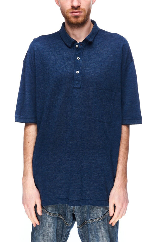 GRAN SASSO Polo Shirt Navy Pique Cotton Men's Short Sleeve Size 56