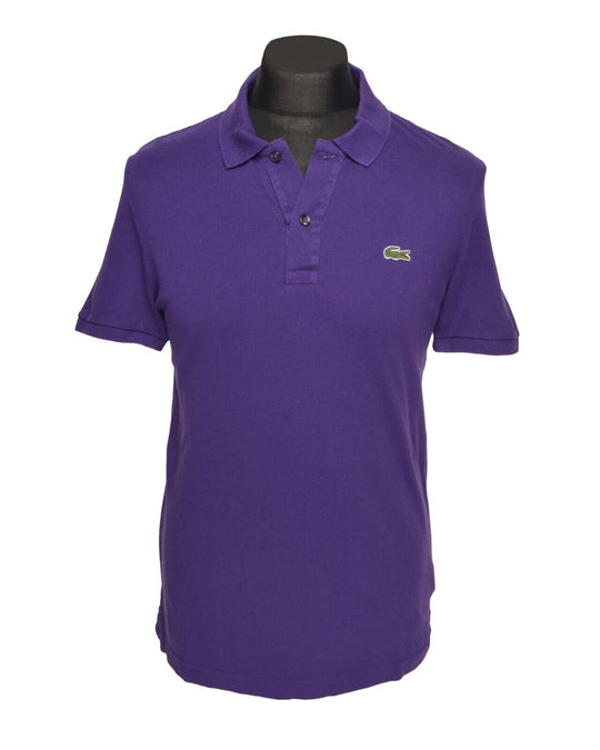 LACOSTE Polo Shirt Purple Pique Cotton Men's Slim Fit Short Sleeve Size 4 / M