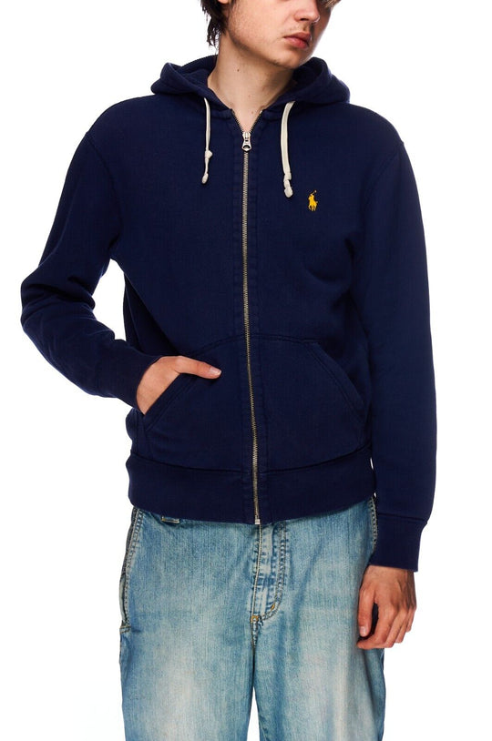 POLO RALPH LAUREN Full Zip Hoodie Navy Cotton Men's Jumper Size S