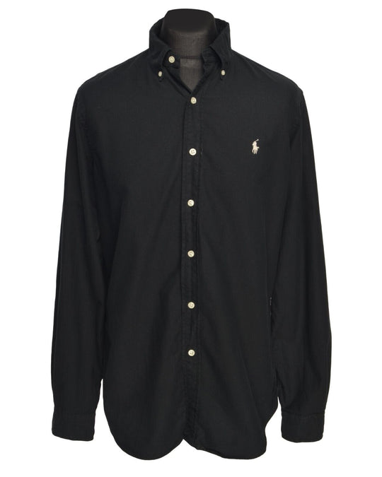RALPH LAUREN Shirt Black Cotton Men's Button Down Classic Fit Size M