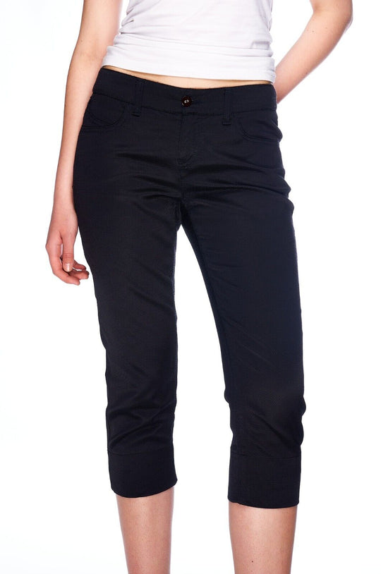 ARMANI JEANS Breeches Black Viscose Womens Cropped Trousers Size 28