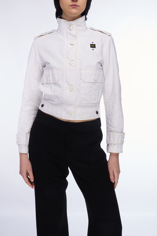 BLAUER USA Short Jacket White Nylon Women's Multipocket Size S