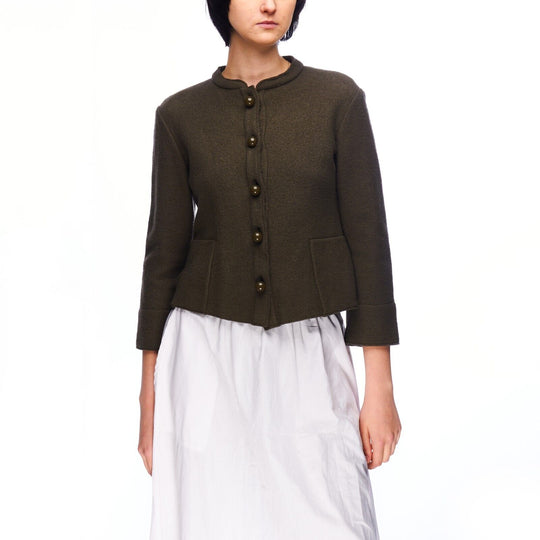ASPESI Blazer Jacket Olive Green Wool Women's Coat Size 40